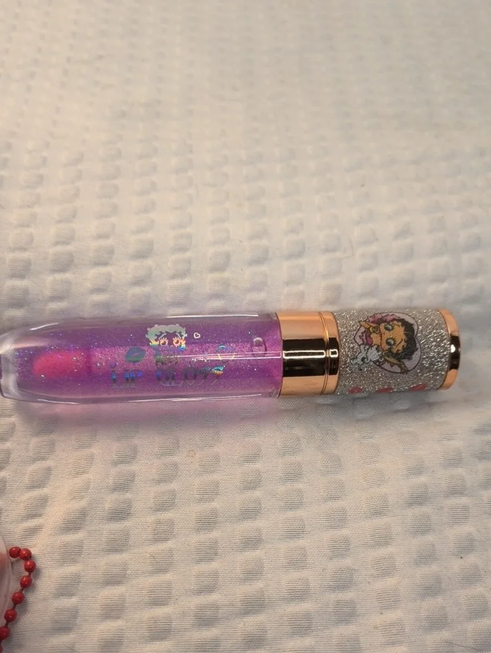 Glittery Purple Lip Gloss Duo  with Betty Boop Keychain